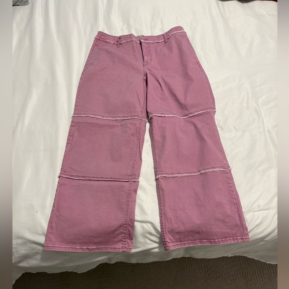 LOGO by Lori Goldstein Dusty Pink Wide Leg Paneled Pants